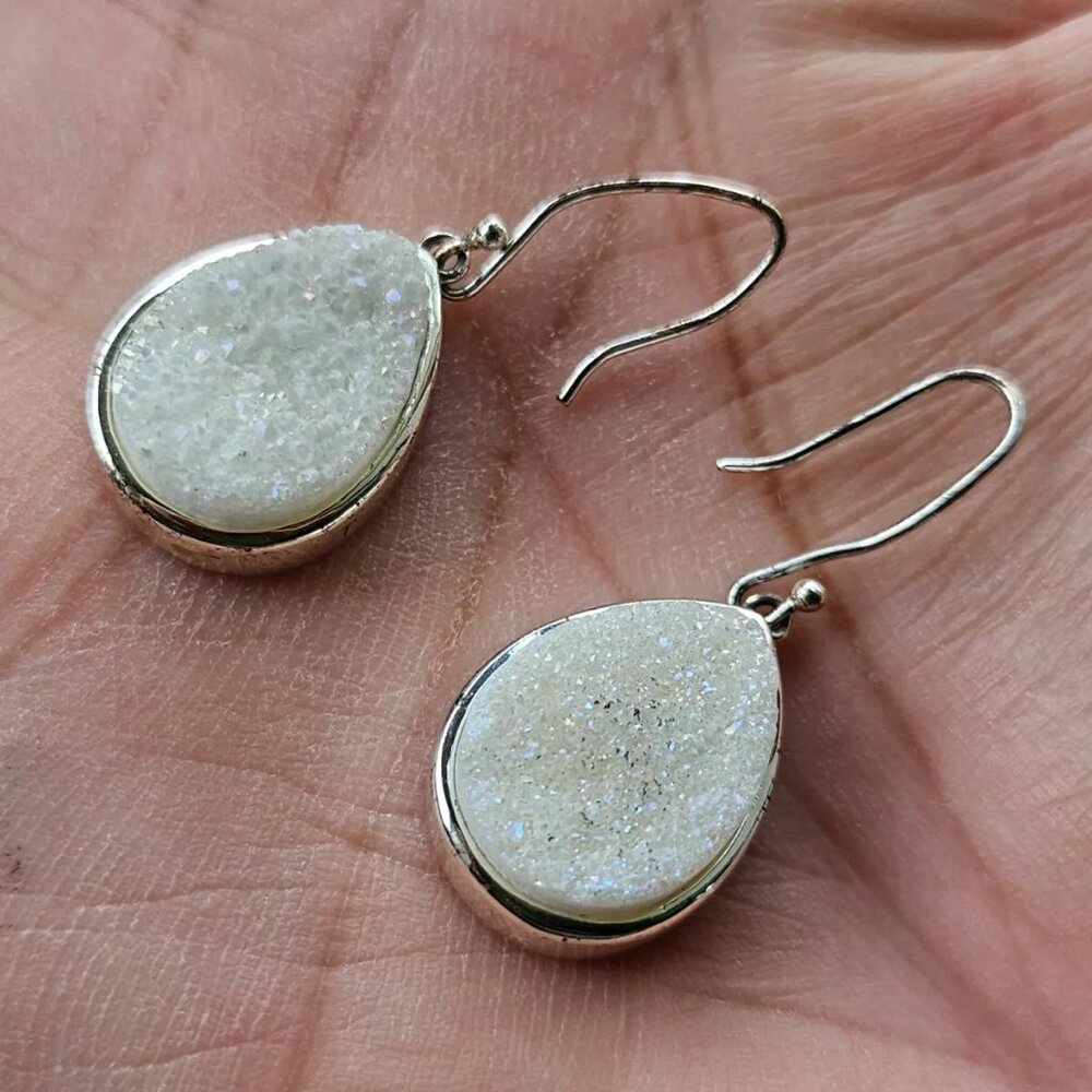Women Earrings Fashion Earrings Pure Silver Plated Drusy Quartz Ear Jewelry - Picture 6 of 13